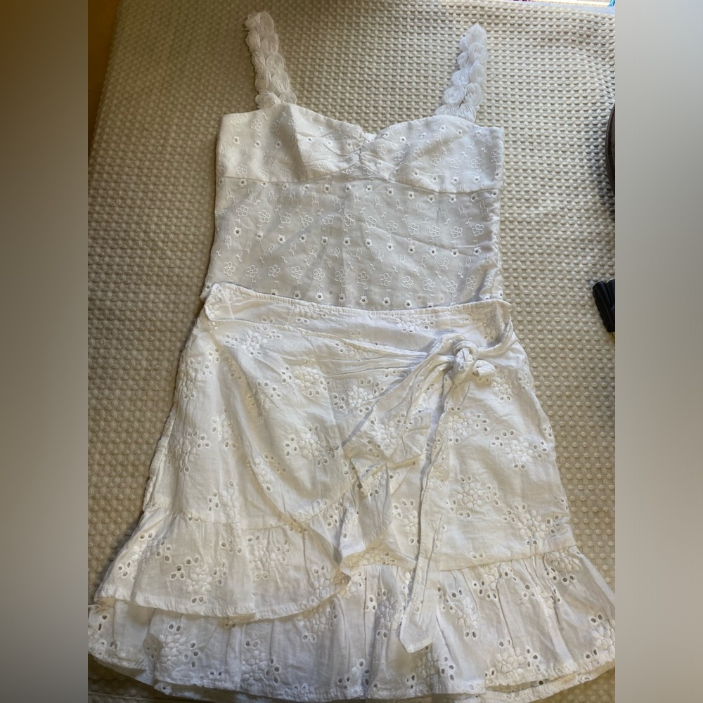 Princess Polly White Cotton Eyelet Set Skirt & Top
